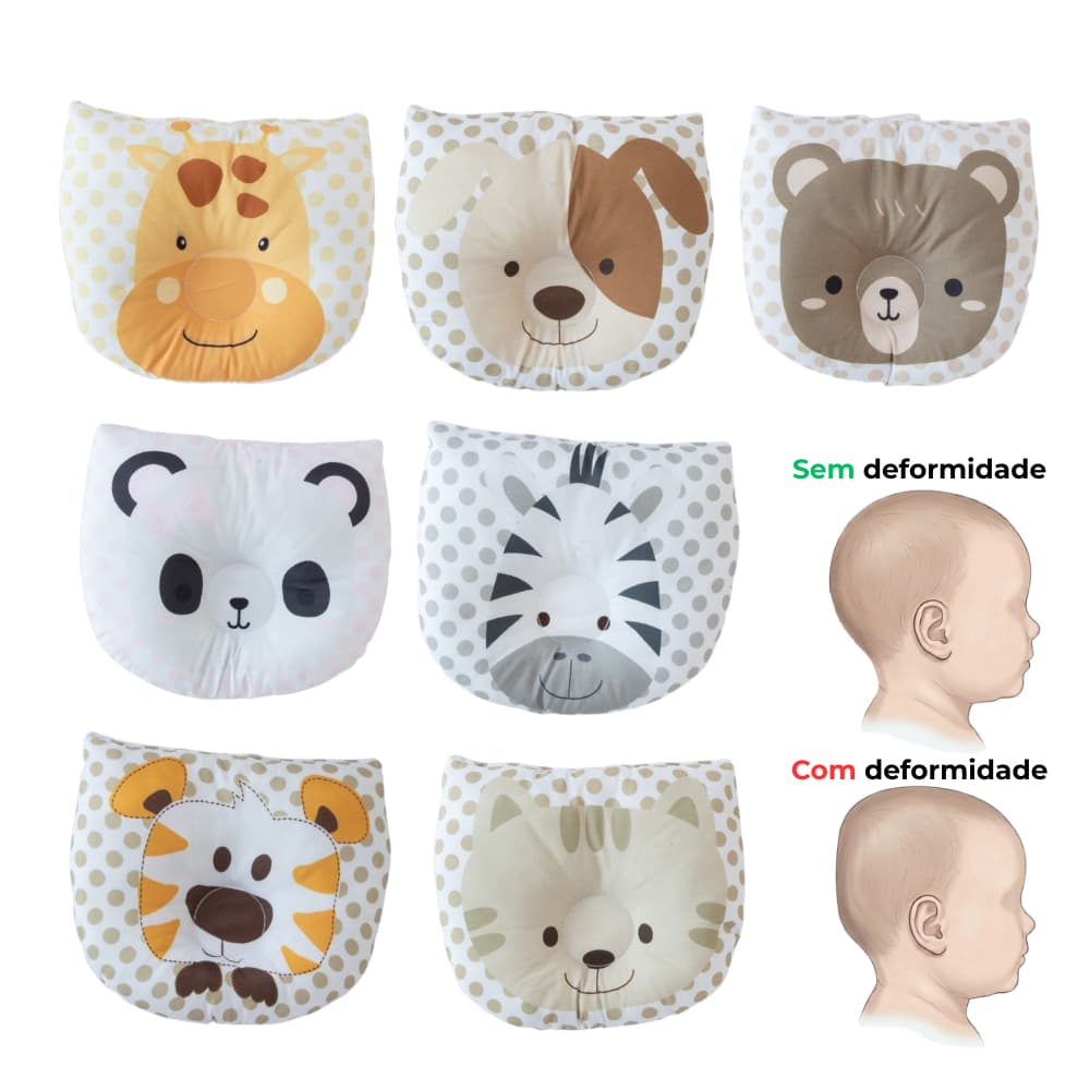 Travesseiro Anatômico Bebê Antiplagiocefalia Estampado Infantil Confortável Recém Nascido