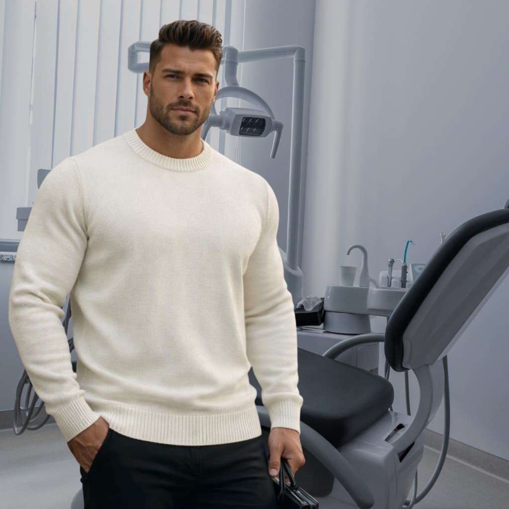 Suéter Masculino Uniforme Profissional para Dentistas Blusa de Frio Confortável