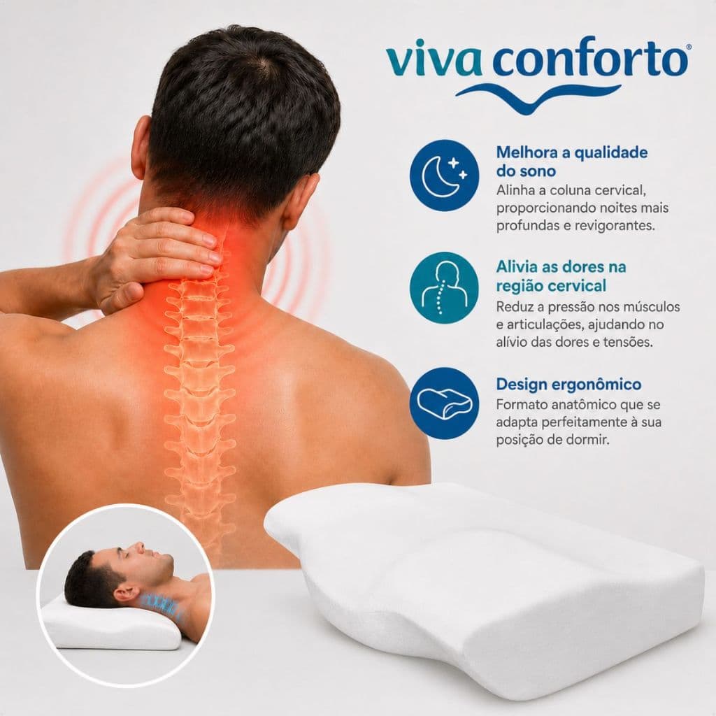 Travesseiro Nasa Viva Conforto Original Anatômico Cervical Ortopédico Ergonômico Super Viscoelástico