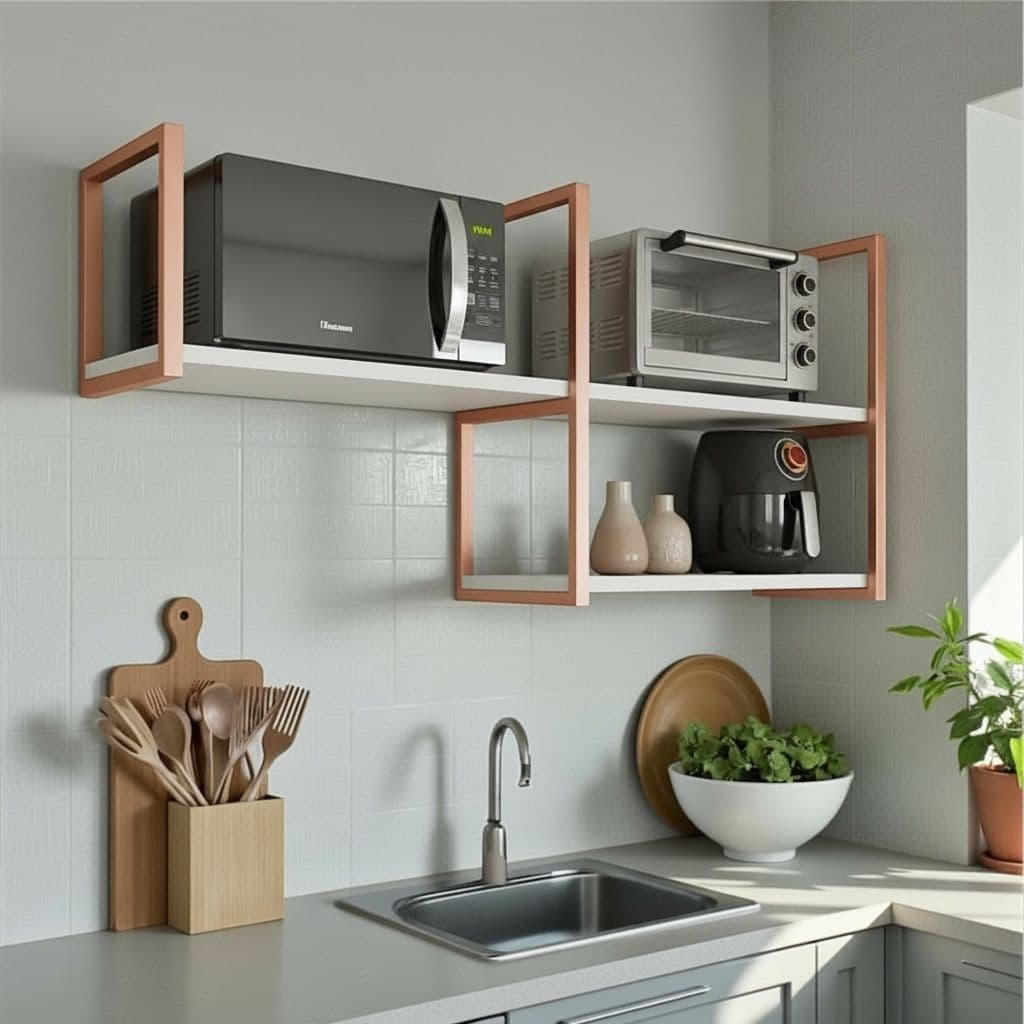 Nicho Prateleira Para Cozinha Microondas E Forninho Promoção Cobre Rose