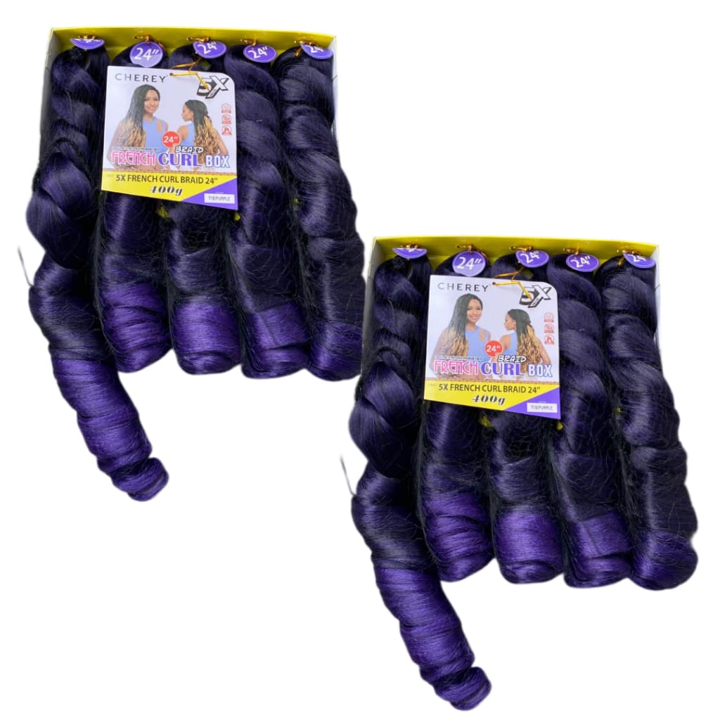 kit 2 French Curl Cor T1B/Purple Fibra Premium jumbo Ondulado  Cherey 400g