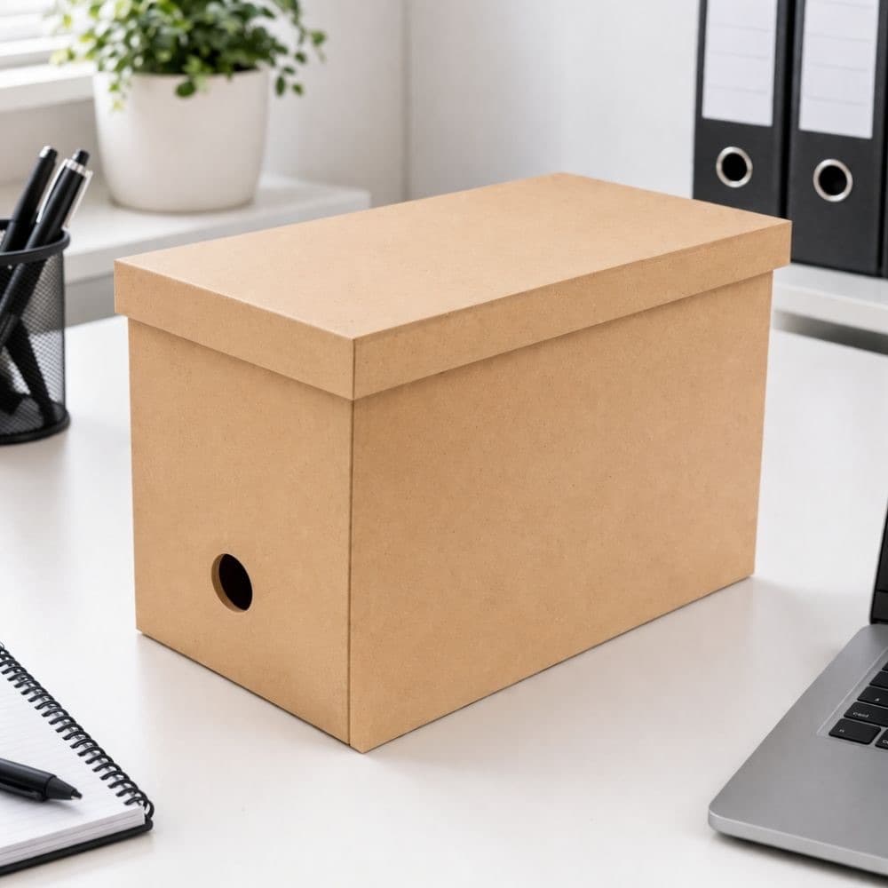 Caixa Arquivo MDF Organizador Documentos Escritório Multiuso Pasta Papéis Decorável Resistente Compacta