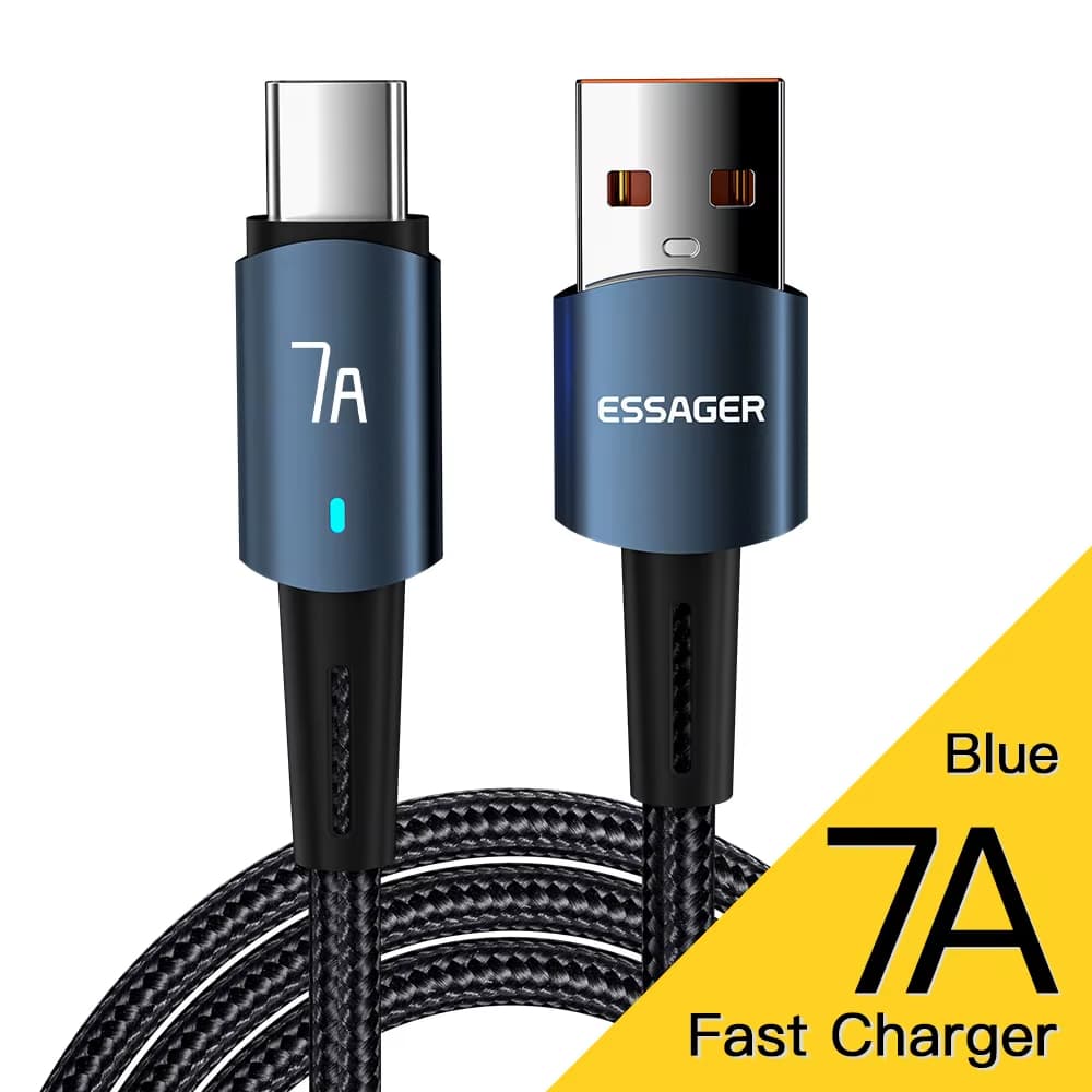 Cabo USB A Tipo C Essager  7A / 7A de 90 graus para carregamento rápido de Até 100W