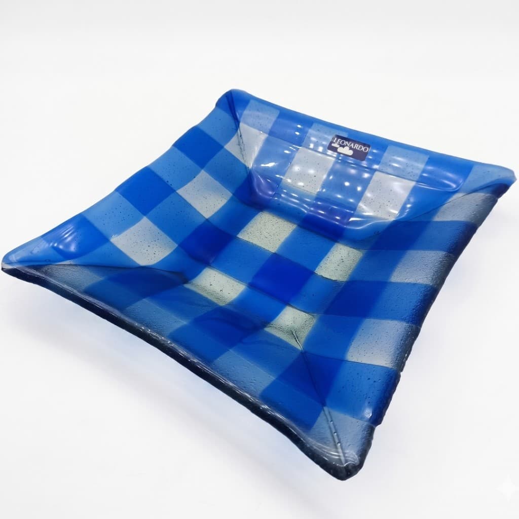 Centro de Mesa de Vidro 20x20cm Azul Decorglass Decorativo Petiscos
