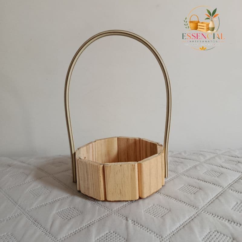Kit 10 Cestas de Madeira de Pinus 13 CM Com alça Para Lembranças,Decoraçoes,Dia das Mães,Pais,Namorados e Cosméticos