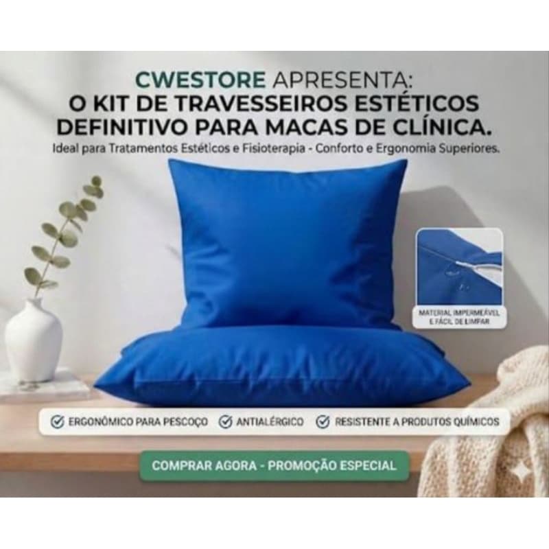 rapTravesseiro + Rolinho Corino Impermeável Maca Massagem Massoterapia Fisioteia Estética e Bronze