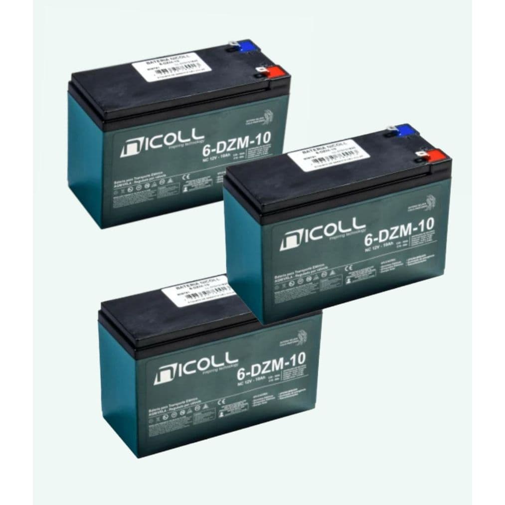 KIT 3 UNIDADES 12V 10AH COMPATIVEL COM A 12V 9AH PARA BICICLETAS ELETRICAS .