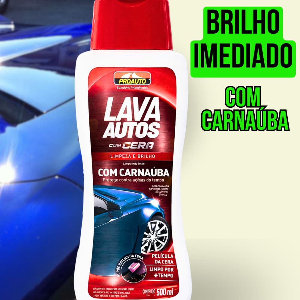 Shampoo Automotivo C/ Cera Carnaúba 500ml Brilho Instantâneo e Proteção Da Pintura