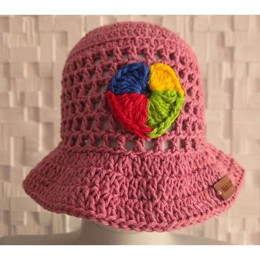 Bucket com o Símbolo do Autismo em Crochê Chapéu do TEA de Crochet Chapéu de Praia Autismo