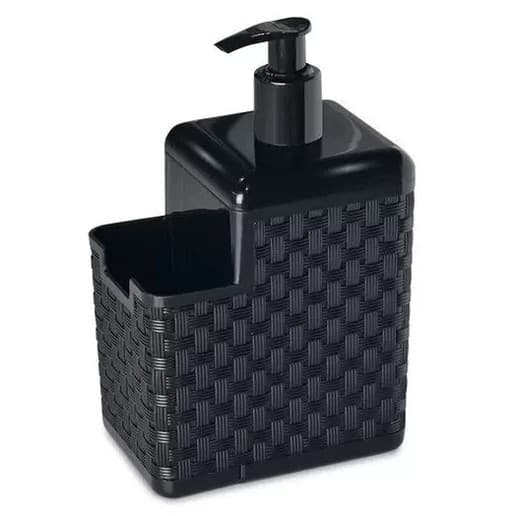 Dispenser Porta Detergente 500ml Preto Porta Esponja Bucha Bico Dosador Organizador Pia Cozinha Compacto Antivazamento