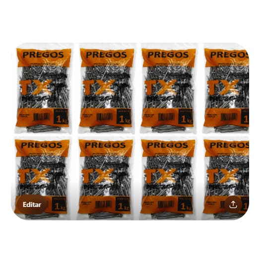 Kit 8kg Prego 17x27 Polido com Cabeça marca TX Alta resistência Antiferrugem