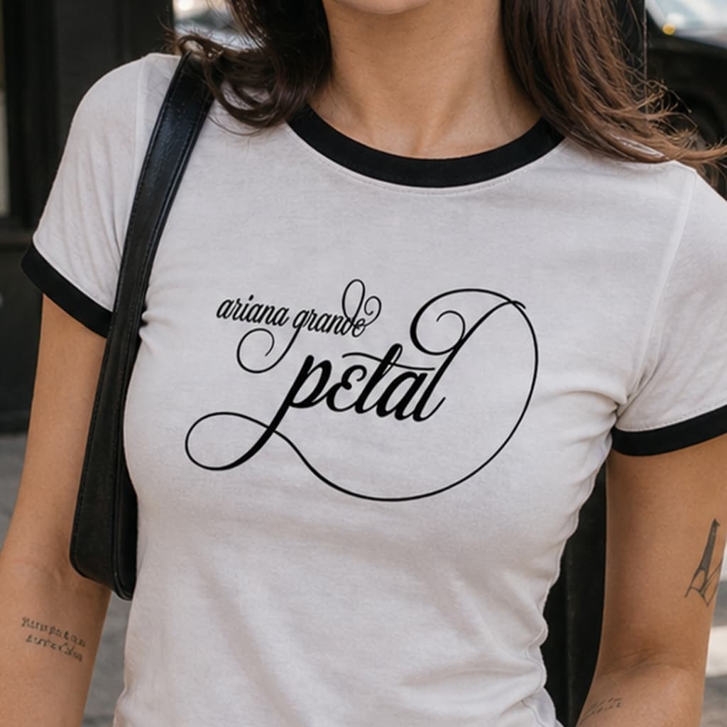 Camisa Feminina Baby Tee ARIANA GRANDE Petal Novo Albúm 2026 T-shirt Vintage Y2K estética BabyLook
