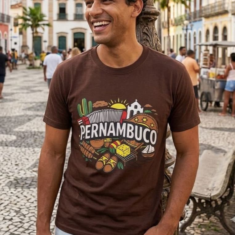 Camisa masculina T-shirt camiseta algodão Pernambuco figuras