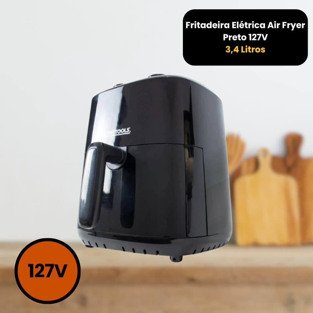 Fritadeira Elétrica Air Fryer Preto 127V - 3,4 Litros Sua cozinha mais saudável e prática etc