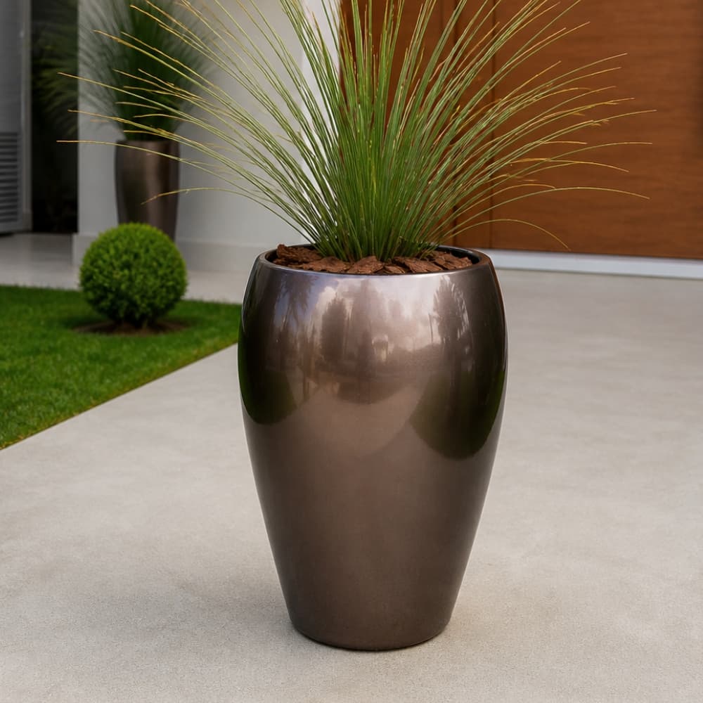 Vaso Vietnamita Fibra De Vidro Tóquio G 74cm Grande Plantas