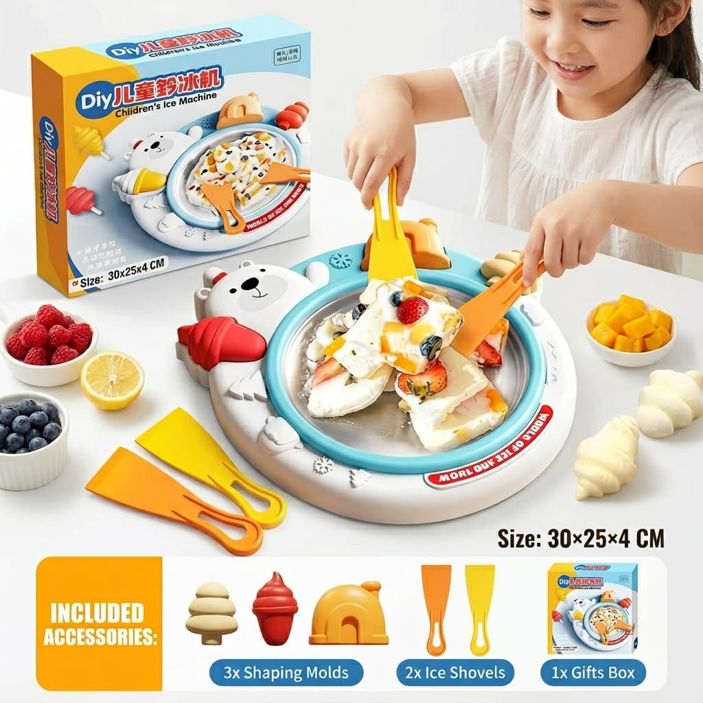 Máquina de Sorvete Rolo Chapa Fria Aço Inox 30cm Faz Sorvete Real Sem Eletricidade + 2 Espátulas