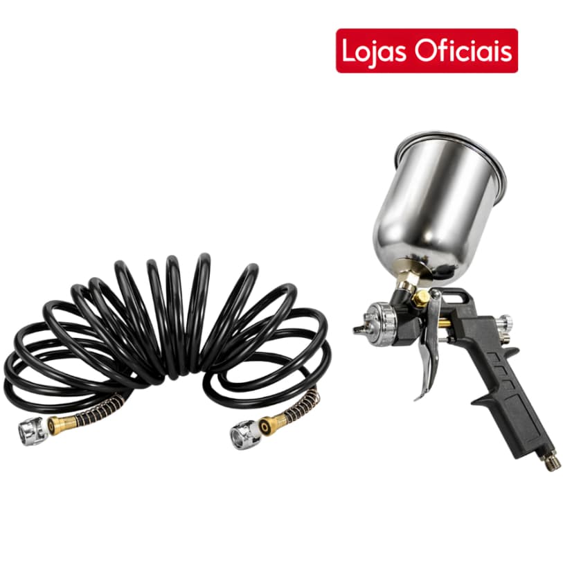 Kit Acessórios Para Compressor De Ar Schulz 3 Peças Com Pistola De Pintura E Mangueira Espiral