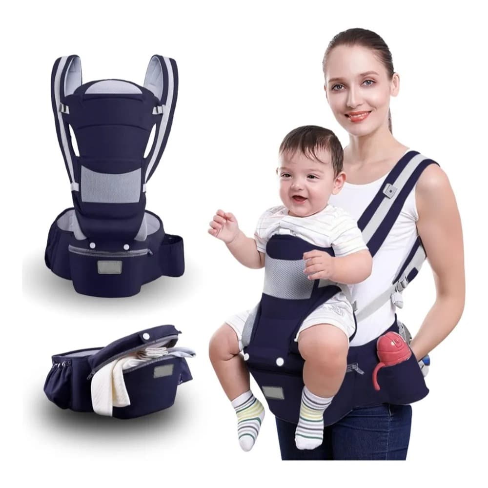 Canguru Carregador Ergonômico Bebê com Assento HipSeat Cinto Ajustável 25kg 3 a 36 Meses