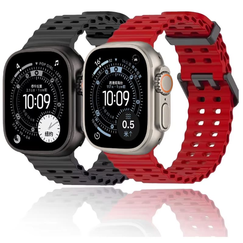 Pulseira Oceano Robusta Esportiva Silicone Para Apple Watch Microwear 42mm 45mm 46mm 47mm Ultra 49mm
