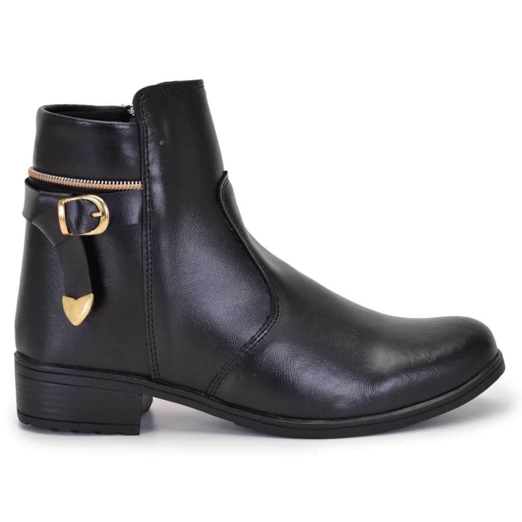 Bota Feminina Botinha Cano Curto Com Zíper Moda Confortável Country Dia a Dia - Envio Imediato