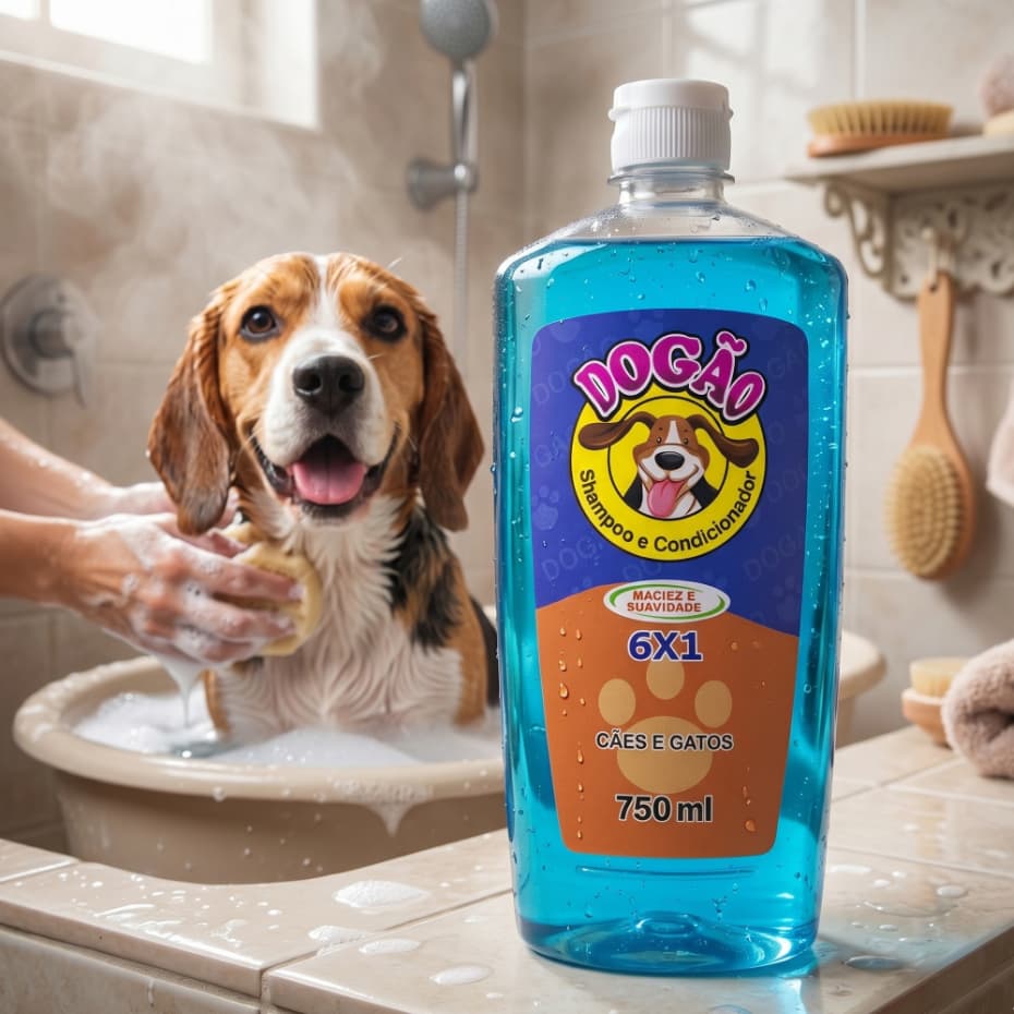 Shampoo 750ml Pet 6 em 1 para Cachorro Fortalecimento e Hidratação Limpeza Profunda e Pelos Fortes