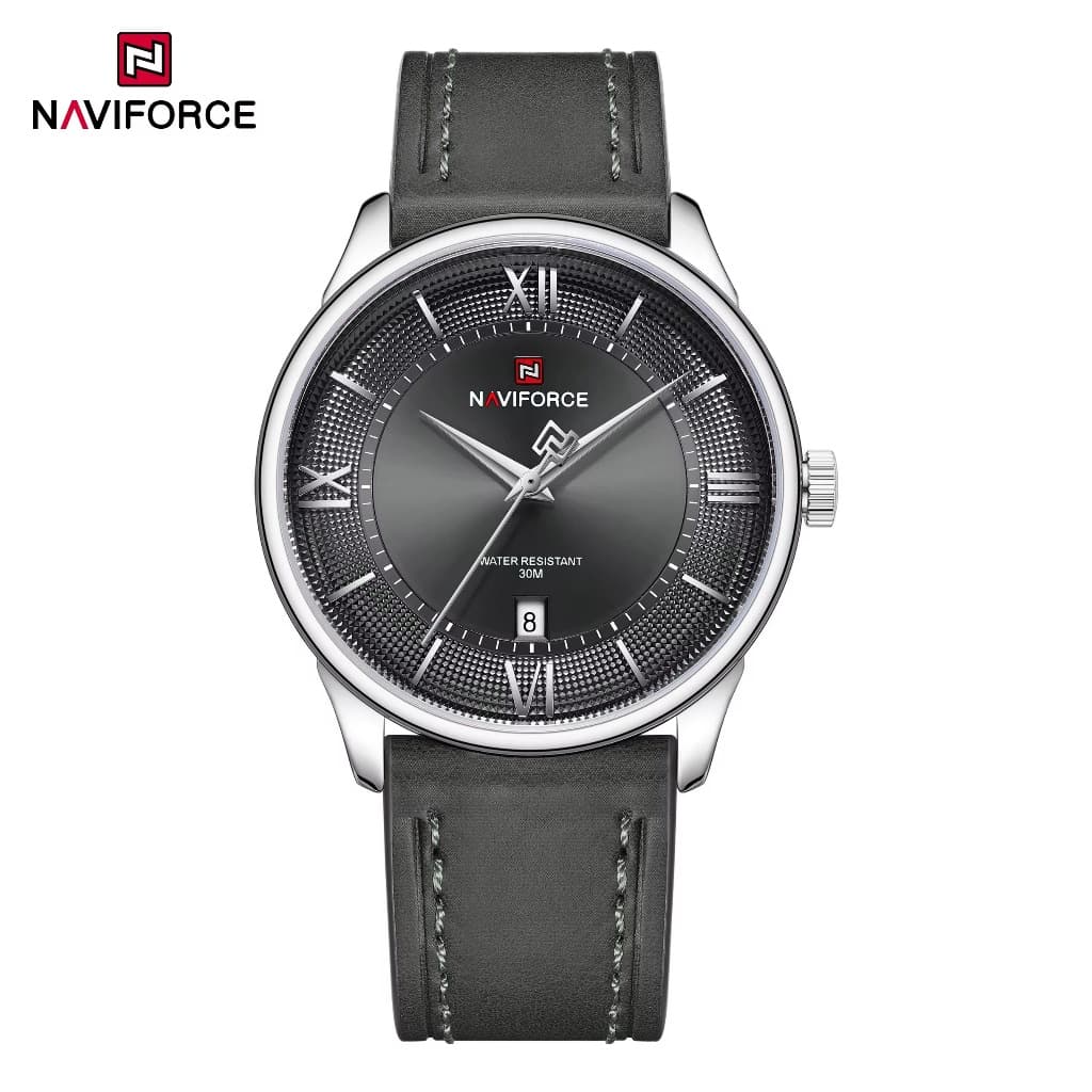 Relogio Masculino Naviforce 9272L Couro Elegante 42mm 1 Ano