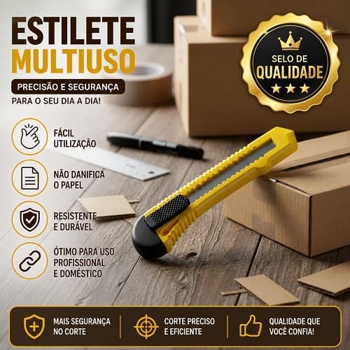 Estilete Grande 18mm Masterprint Profissional com Trava de Segurança e Alta Resistência