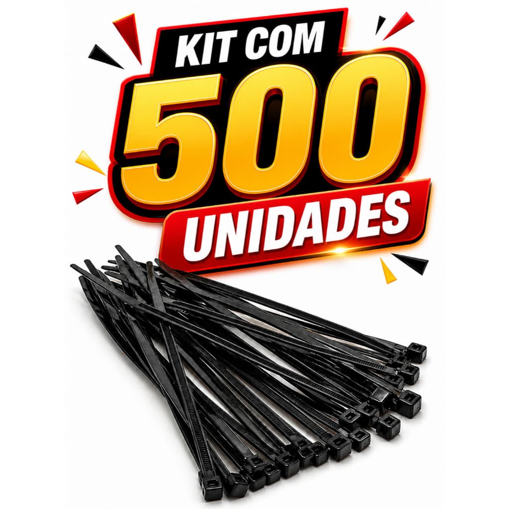 Kit 500 Abraçadeira de Nylon Fita Hellerman Enforca Gato Cinta Plastica Presilha 4,8mm X 250mm
