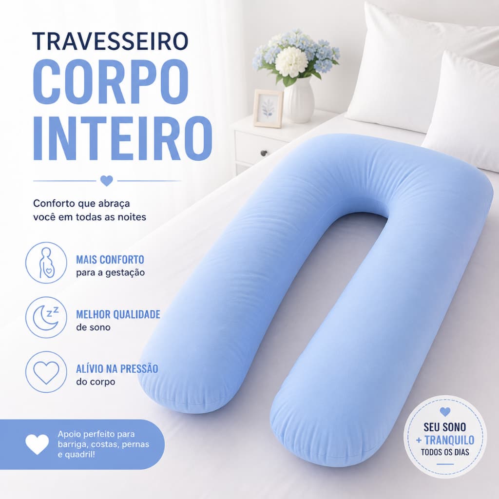 Travesseiro de Corpo Gestante Almofada Xuxão Tipo U Para Grávida