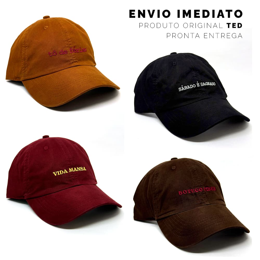 Boné Dad Hat Lavado Unissex Aba Curva Bordado FRASES | Linha TED HAT