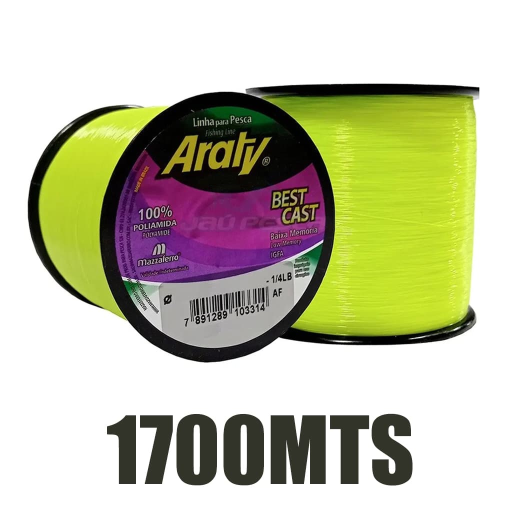 Linha De Pesca Araty Best Cast 1700mts Amarelo Fluorescente e Laranja Fluorescente