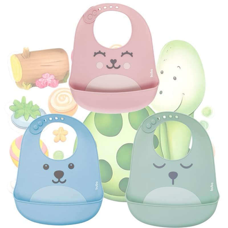 Babador Silicone Bebê Com Pega Migalhas Gumy Infantil Introdução Alimentação Buba