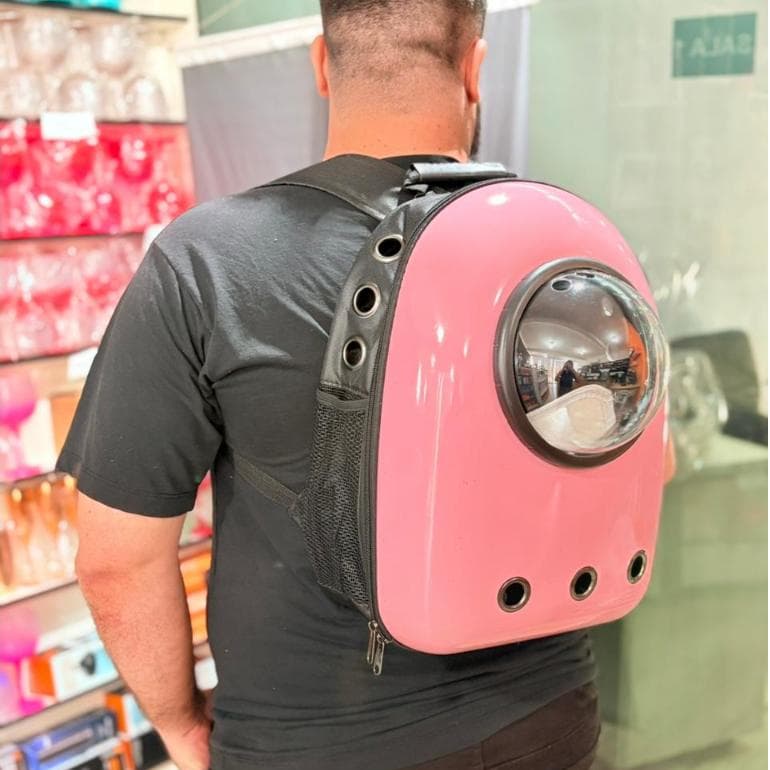 Mochila PERSONALIZADA Bolsa Pet Visão Panorâmica Astronauta Cachorro Gato
