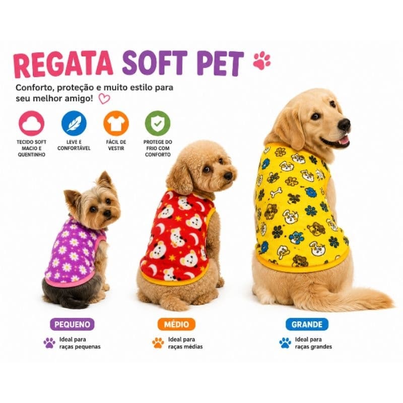 Regata Soft Pet –Roupas de frio para cães e gatos