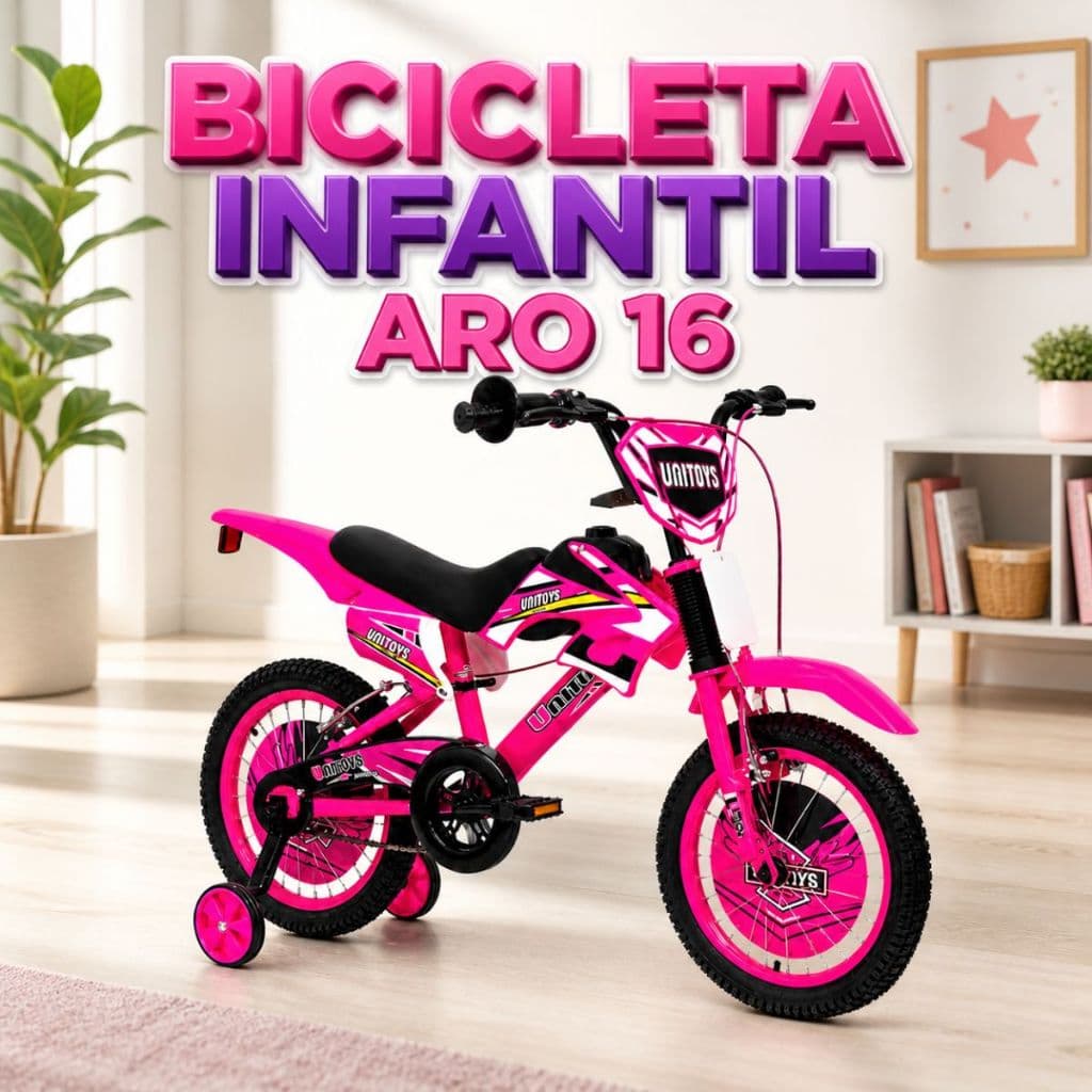 Bicicleta Infantil Moto Cross com Rodinhas Freio Duplo