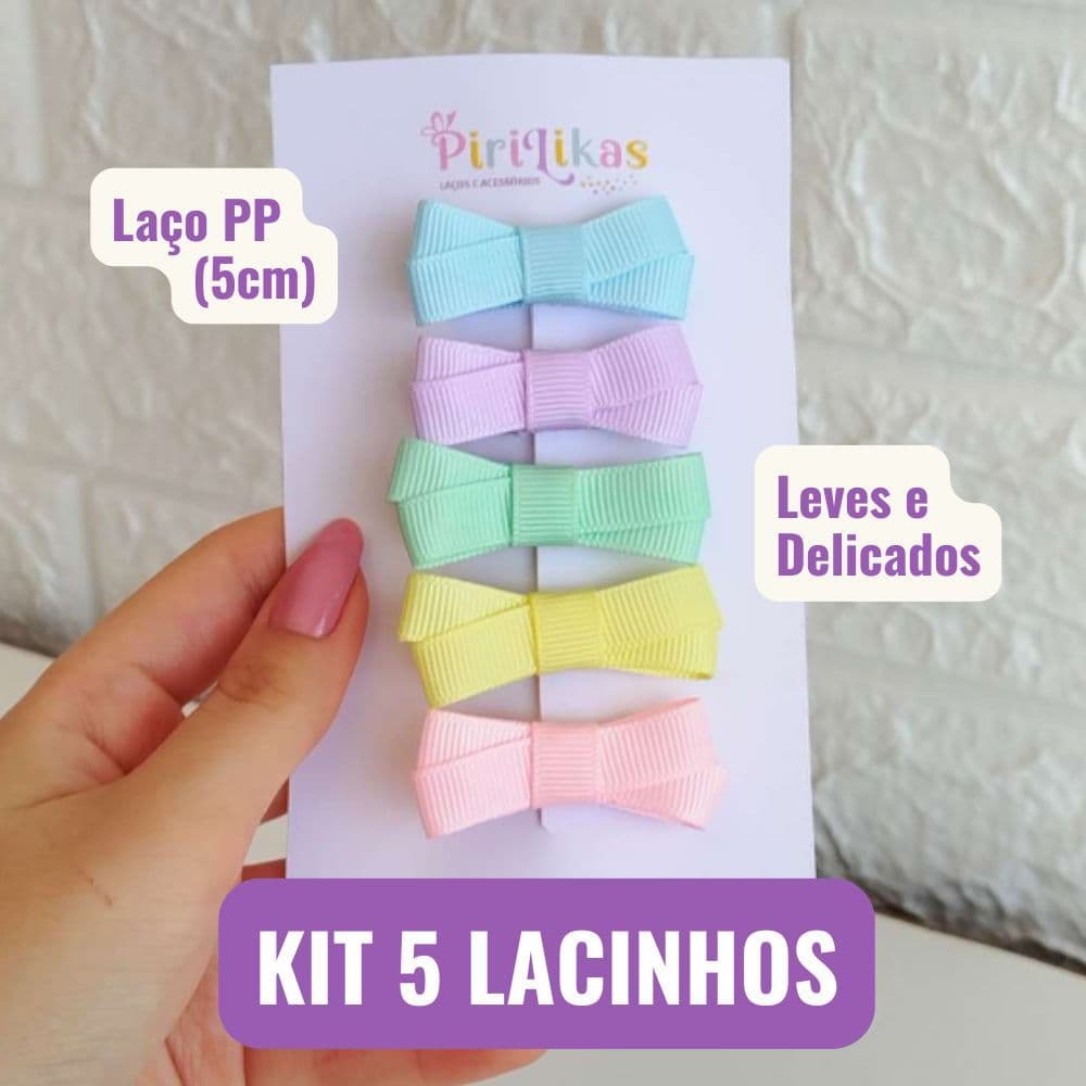 Kit 5 Lacinhos Delicados para Menina e Recém Nascida com Velcro ou Fita Autocolante Presente Cha de Bebê