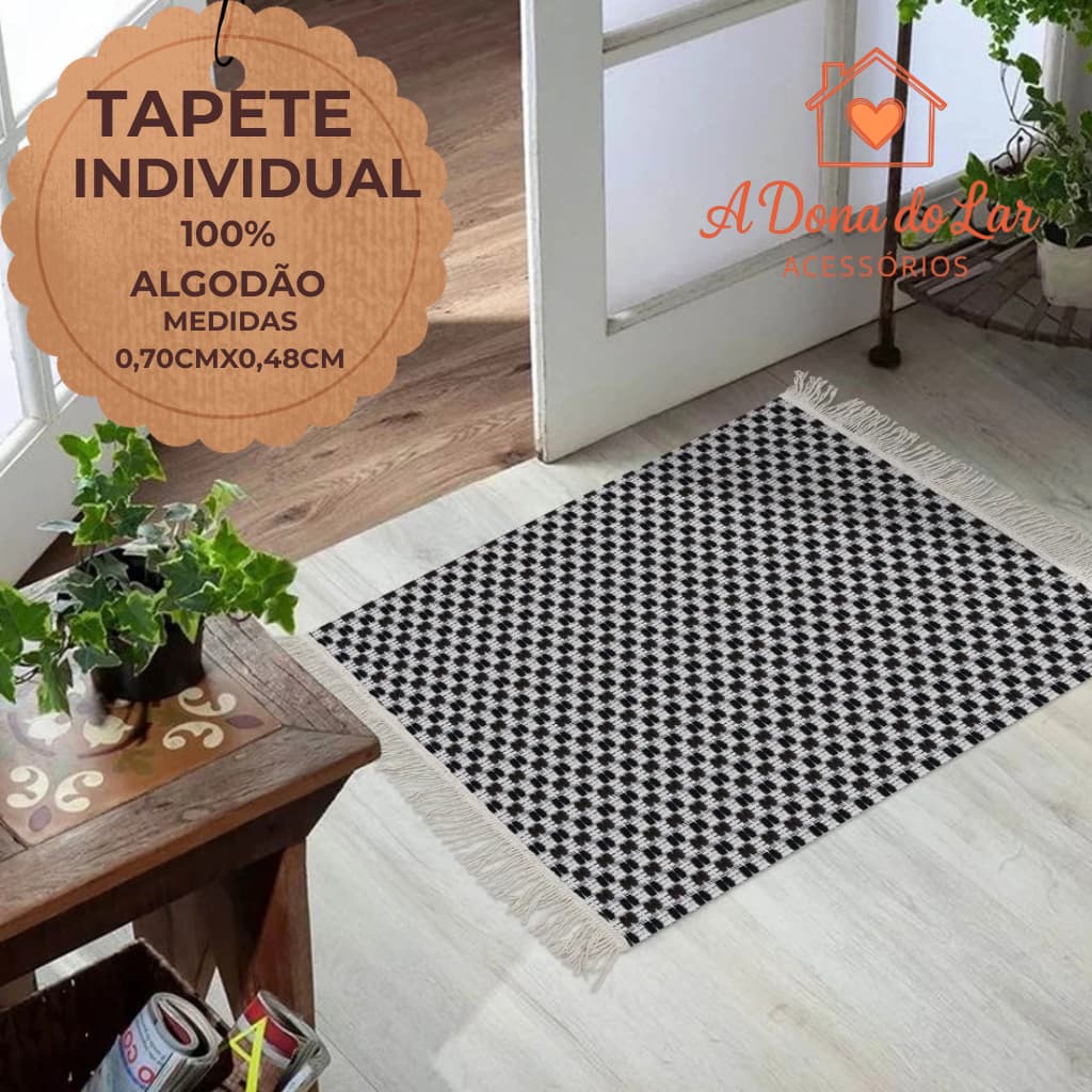 Tapete Individual 48x70cm 100% Algodão Ideal para Portas Cozinha Banheiro Delicado Elegante Pratico