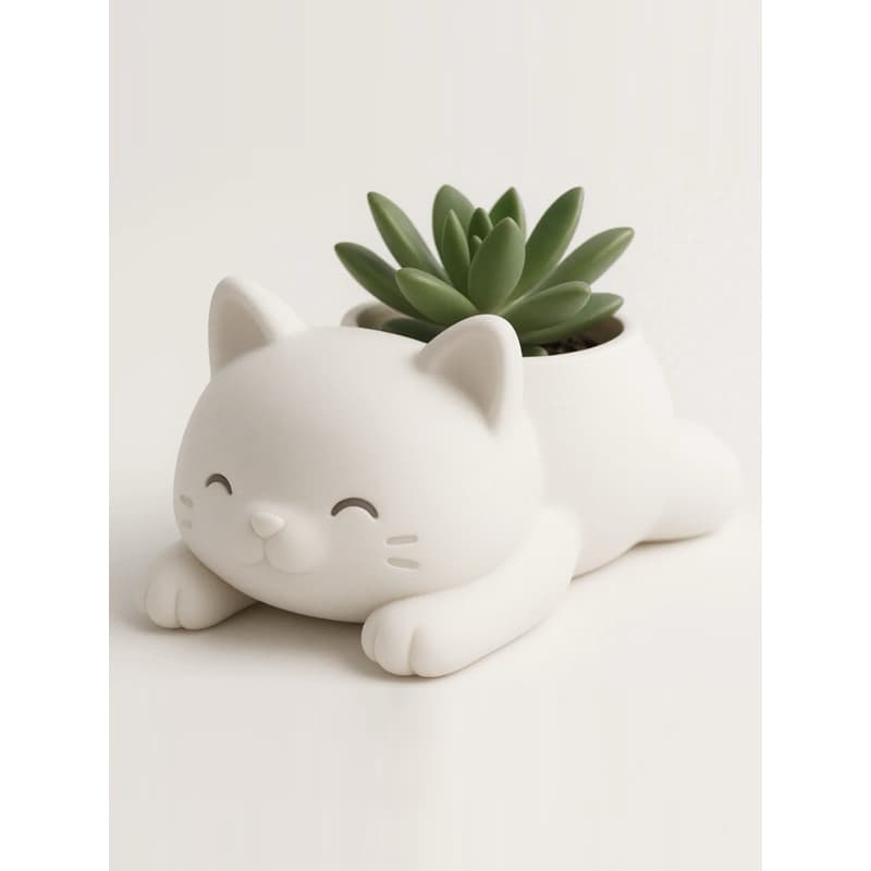 Jarro/vaso gatinho decorativo para suculentas