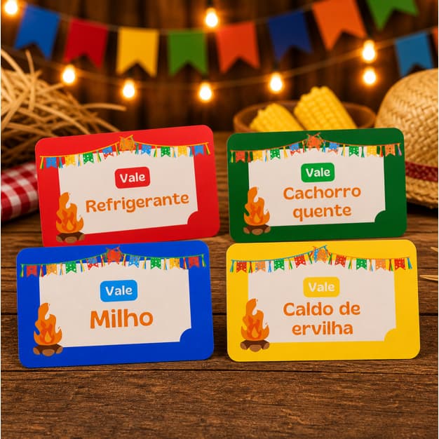 100 Fichas de Festa Junina | Controle de Pagamento | Tags para Barraca, Escola e Quermesse