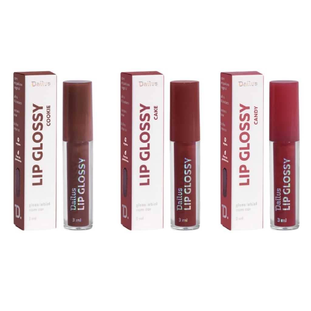 Lip Glossy Dailus Cobertura Translúcida Ultra-Hidratante Brilho Intenso Vegano - Escolha o Seu