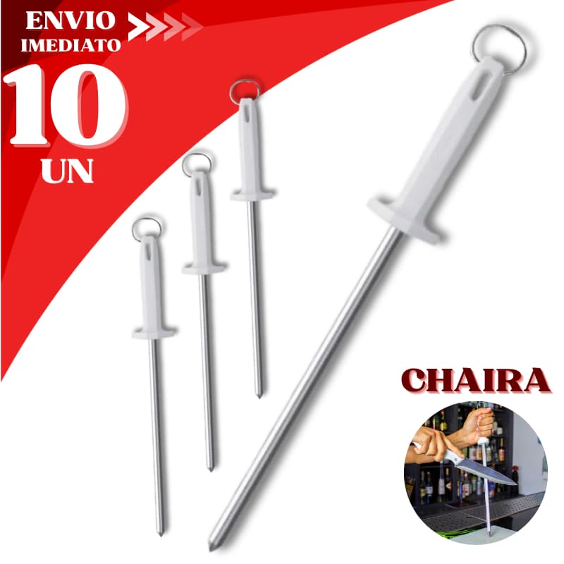 Jogo 10/5/3 Pçs Chaira 10" Amolador Afiador de Faca Grande Estriada Profissional Açougueiro Cozinha