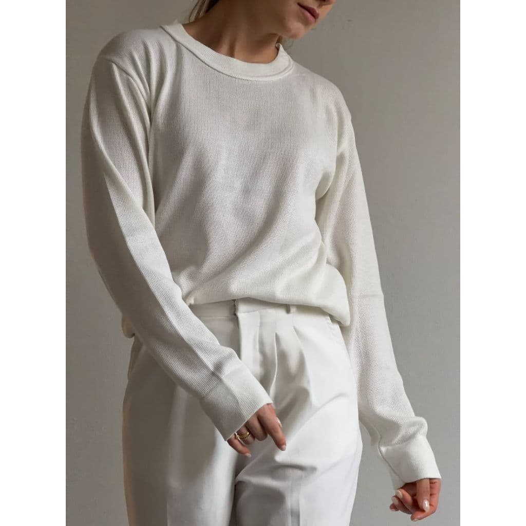 Blusa Tricot Estilo Moletom Gola Redonda Trico Minimalista Inverno
