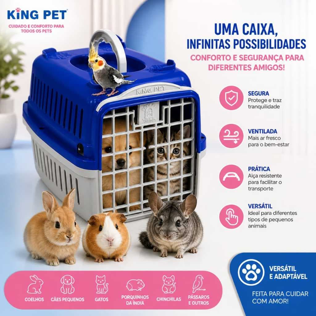 Caixa transporte para Calopsitas-Cães e Gatos filhotes-Porquinho da Índia- Coelho.