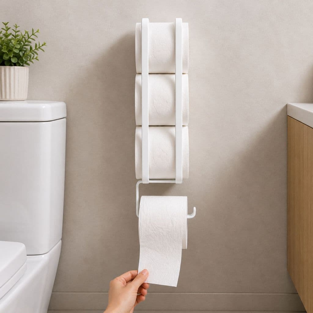 Suporte Papel Higiênico Parede 4 Rolos Metal Organizador Banheiro Preto Branco Dourado