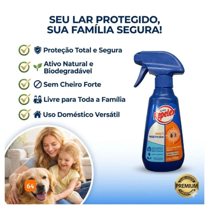 Inseticida Super Repelex 280ml Spray Mata Insetos Rápido Seguro Uso Doméstico Fácil Aplicação