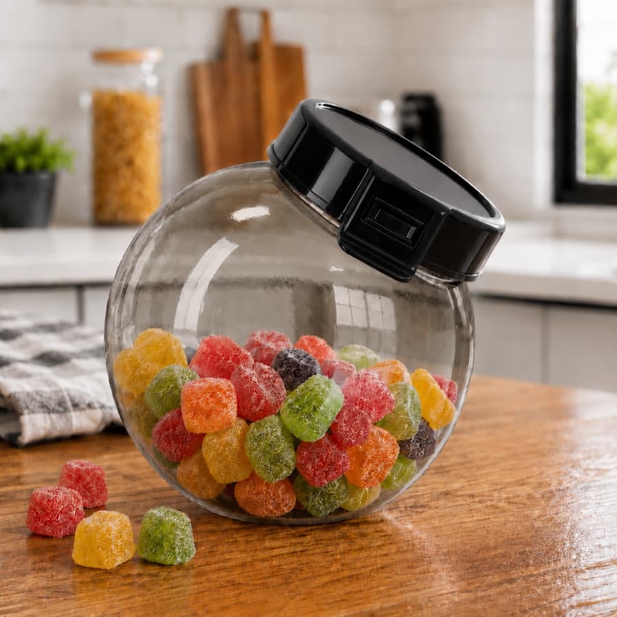 Pote Baleiro Plástico Cristal 1450ml Tampa Abre Fácil Porta Mantimentos Biscoito Doces Multiuso