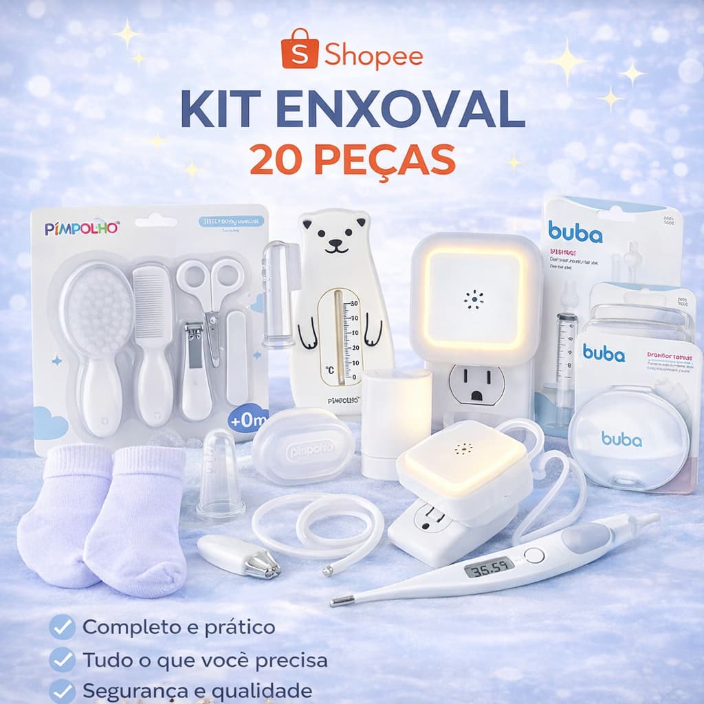 Kit Higiene Bebê 20 Peças Completo | Enxoval Recém-Nascido