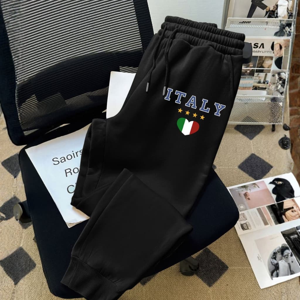 Calça Masculina Treino Academia Algodão Estampa Itália Casual Confortável