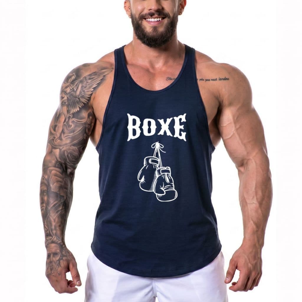 Regata Cavada Academia Boxe Luva Camiseta Treino Masculina Bodybuilder