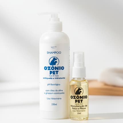 Kit Ozônio Pet: Shampoo Fungicida 330ml Fragrância Suave + Perfume Spray Para Pets